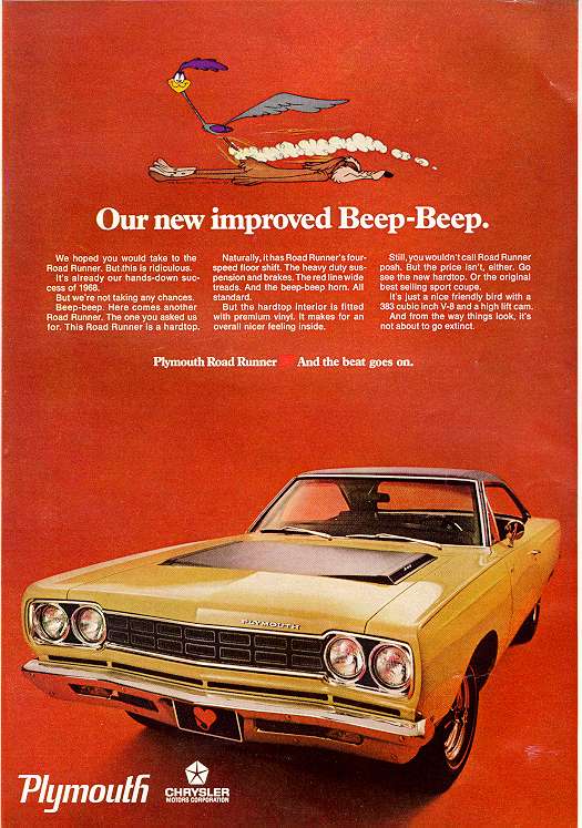 1968 Plymouth Road Runner Factory Advertisement.