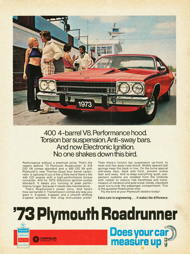 1973 Plymouth Road Runner Factory Advertisement.